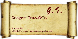 Greger István névjegykártya